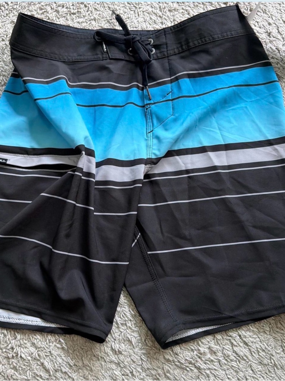 O'Neill Black & Blue Striped Board Shorts
